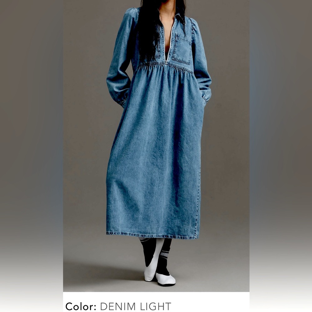 Light Denim Midi Dress - Women